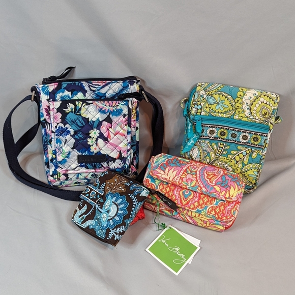 Vera Bradley Handbags - VERA Bradley Purse Wallet Wristlet Paisley Floral Peacock Quilted Crossbody Lot